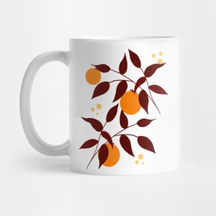 Persimmons and brown leaves Mug